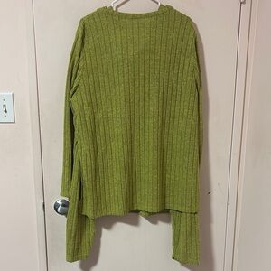 Green Ribbed Long Sleeve Sweater